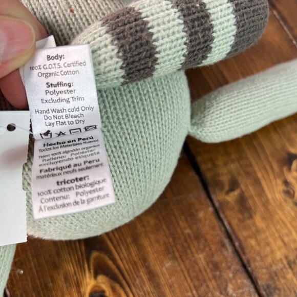 Pottery Barn Modern Baby Knit Raccoon Stuffed Animal Plush Toy 15” Tall - Picture 7 of 11